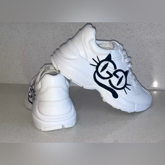 NEW Gucci Women White Rhyton Cat Eye Sneakers EU 38.5 RETAIL $930 - Picture 7 of 14